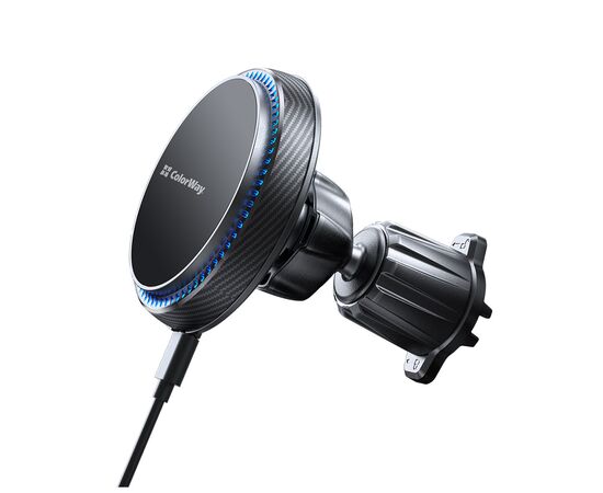 Універсальний автотримач ColorWay MagSafe 360° Air Vent 15W Black (CW-CHMW041Q-BK), зображення 2 Універсальний автотримач ColorWay MagSafe 360° Air Vent 15W Black (CW-CHMW041Q-BK), зображення 2