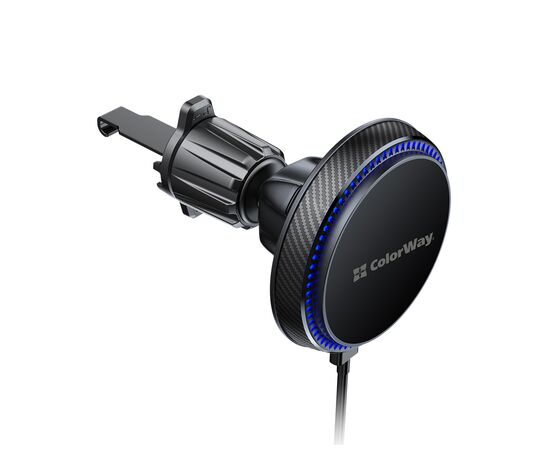 Універсальний автотримач ColorWay MagSafe 360° Air Vent 15W Black (CW-CHMW041Q-BK), зображення 5 Універсальний автотримач ColorWay MagSafe 360° Air Vent 15W Black (CW-CHMW041Q-BK), зображення 5