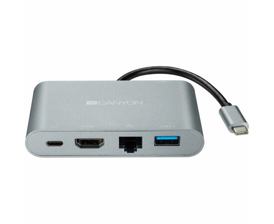Порт-реплікатор Canyon Docking Station with 5 ports, Type C, Input 100-240V (CNS-TDS04DG), зображення 2 Порт-реплікатор Canyon Docking Station with 5 ports, Type C, Input 100-240V (CNS-TDS04DG), зображення 2