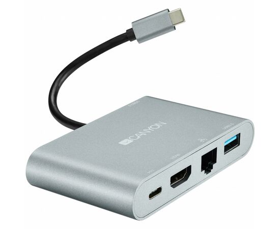 Порт-реплікатор Canyon Docking Station with 5 ports, Type C, Input 100-240V (CNS-TDS04DG), зображення 3 Порт-реплікатор Canyon Docking Station with 5 ports, Type C, Input 100-240V (CNS-TDS04DG), зображення 3