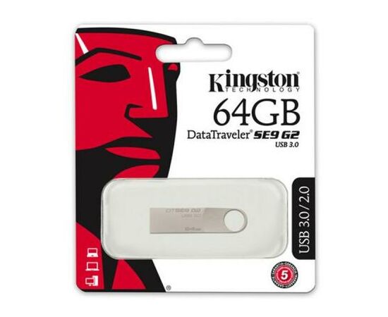 USB флеш накопитель Kingston 64GB DTSE9 G2 Metal Silver USB 3.0 (DTSE9G2/64GB), изображение 4 USB флеш накопитель Kingston 64GB DTSE9 G2 Metal Silver USB 3.0 (DTSE9G2/64GB), изображение 4