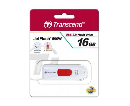 USB флеш накопичувач Transcend 16GB JetFlash 590 White USB 2.0 (TS16GJF590W), зображення 5