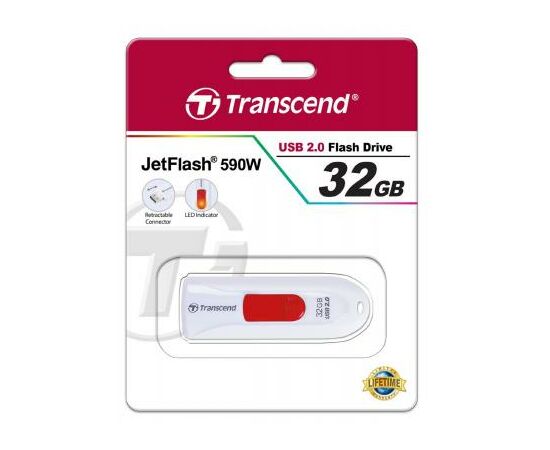 USB флеш накопичувач Transcend 32GB JetFlash 590 White USB 2.0 (TS32GJF590W), зображення 5