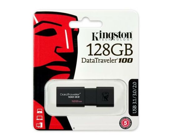 USB флеш накопитель Kingston 128GB DT100 G3 Black USB 3.0 (DT100G3/128GB), изображение 6 USB флеш накопитель Kingston 128GB DT100 G3 Black USB 3.0 (DT100G3/128GB), изображение 6