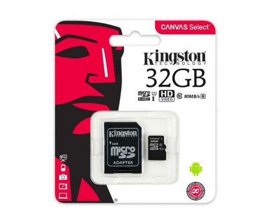 Карта памяти Kingston 32GB microSDHC class 10 UHS-I Canvas Select (SDCS/32GB), изображение 3 Карта памяти Kingston 32GB microSDHC class 10 UHS-I Canvas Select (SDCS/32GB), изображение 3
