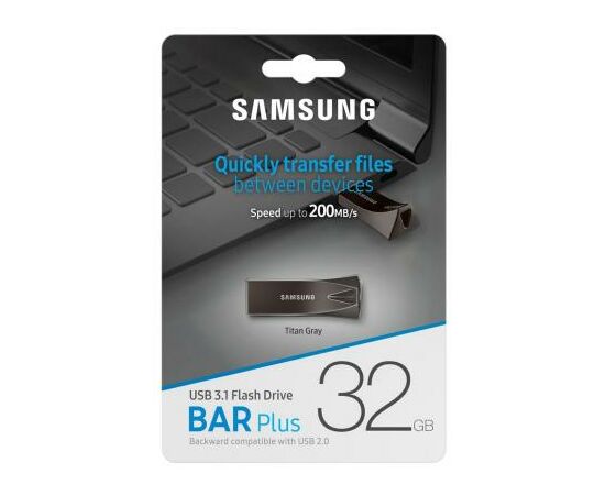 USB флеш накопитель Samsung 32GB Bar Plus Black USB 3.1 (MUF-32BE4/APC), изображение 7 USB флеш накопитель Samsung 32GB Bar Plus Black USB 3.1 (MUF-32BE4/APC), изображение 7