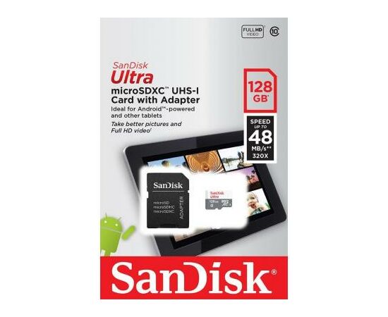 Карта памяти SanDisk 128GB microSDXC class 10 UHS-I Ultra (SDSQUNS-128G-GN6TA), изображение 4 Карта памяти SanDisk 128GB microSDXC class 10 UHS-I Ultra (SDSQUNS-128G-GN6TA), изображение 4