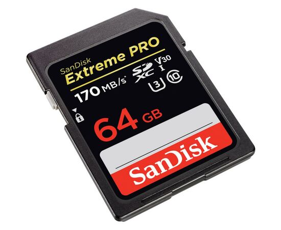 Карта памяти SanDisk 64GB SDXC class 10 V30 UHS-I U3 Extreme Pro (SDSDXXY-064G-GN4IN), изображение 2 Карта памяти SanDisk 64GB SDXC class 10 V30 UHS-I U3 Extreme Pro (SDSDXXY-064G-GN4IN), изображение 2