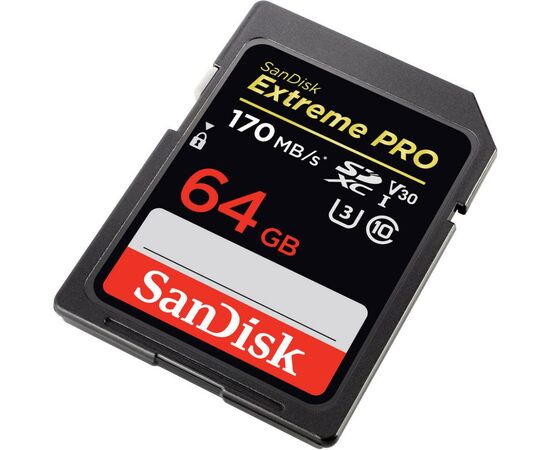 Карта памяти SanDisk 64GB SDXC class 10 V30 UHS-I U3 Extreme Pro (SDSDXXY-064G-GN4IN), изображение 3 Карта памяти SanDisk 64GB SDXC class 10 V30 UHS-I U3 Extreme Pro (SDSDXXY-064G-GN4IN), изображение 3