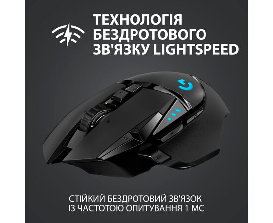 Мышка Logitech G502 Lightspeed Black (910-005567), изображение 2 Мышка Logitech G502 Lightspeed Black (910-005567), изображение 2