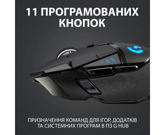 Мышка Logitech G502 Lightspeed Black (910-005567), изображение 4 Мышка Logitech G502 Lightspeed Black (910-005567), изображение 4