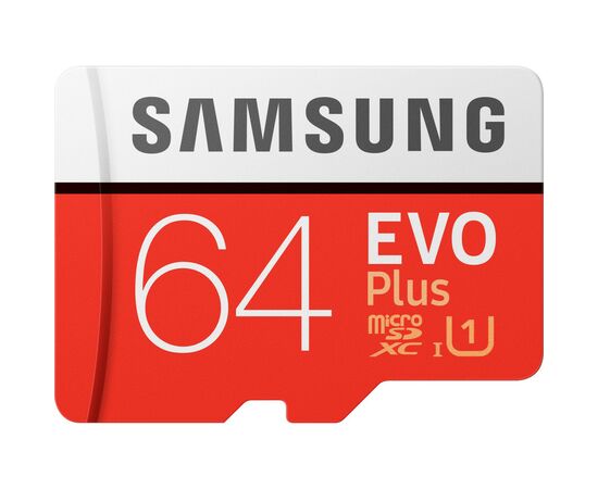 Карта памяти Samsung 64GB microSDXC class 10 UHS-I U1 Evo Plus V2 (MB-MC64HA/RU), изображение 2 Карта памяти Samsung 64GB microSDXC class 10 UHS-I U1 Evo Plus V2 (MB-MC64HA/RU), изображение 2