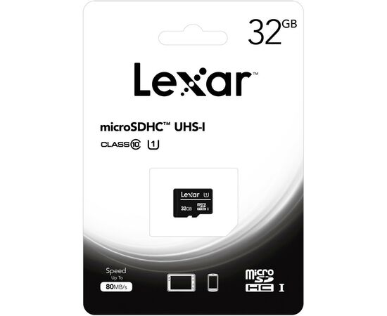 Карта памяти Lexar 32GB microSDHC class 10 UHS-I (LFSDM10-32GABC10), изображение 2 Карта памяти Lexar 32GB microSDHC class 10 UHS-I (LFSDM10-32GABC10), изображение 2