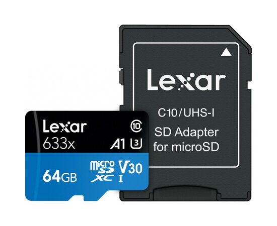 Карта памяти Lexar 64GB microSDXC class 10 UHS-I 633x (LSDMI64GBB633A), изображение 3 Карта памяти Lexar 64GB microSDXC class 10 UHS-I 633x (LSDMI64GBB633A), изображение 3