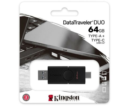 USB флеш накопитель Kingston 64GB DataTraveler Duo USB 3.2 Gen1/Type-C (DTDE/64GB), изображение 6 USB флеш накопитель Kingston 64GB DataTraveler Duo USB 3.2 Gen1/Type-C (DTDE/64GB), изображение 6