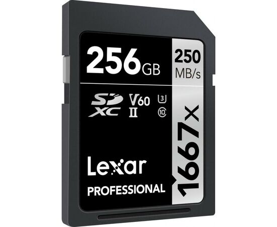 Карта памяти Lexar 256GB SDXC class 10 UHS-II U3 V60 1667x Professional (LSD256CB1667), изображение 2 Карта памяти Lexar 256GB SDXC class 10 UHS-II U3 V60 1667x Professional (LSD256CB1667), изображение 2