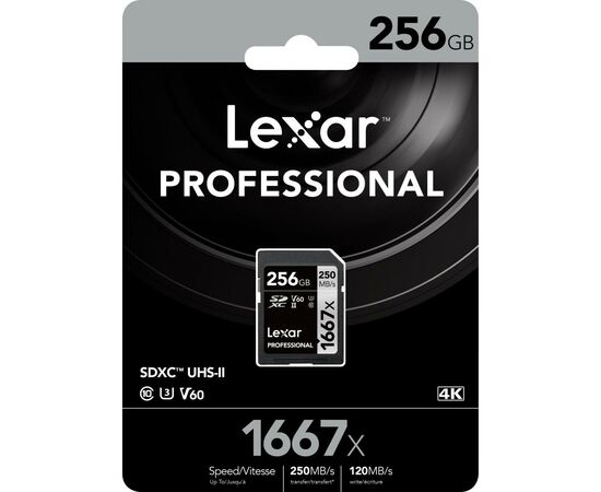 Карта памяти Lexar 256GB SDXC class 10 UHS-II U3 V60 1667x Professional (LSD256CB1667), изображение 3 Карта памяти Lexar 256GB SDXC class 10 UHS-II U3 V60 1667x Professional (LSD256CB1667), изображение 3