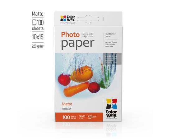Фотобумага ColorWay 10x15, 220г, matte, 100л (PM2201004R_OEM), изображение 2 Фотобумага ColorWay 10x15, 220г, matte, 100л (PM2201004R_OEM), изображение 2