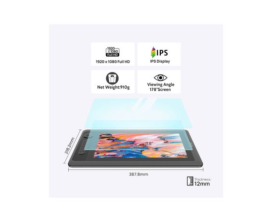 Графический планшет Parblo Coast 12 Pro Gen2 (COAST12PROG2), изображение 5 Графический планшет Parblo Coast 12 Pro Gen2 (COAST12PROG2), изображение 5