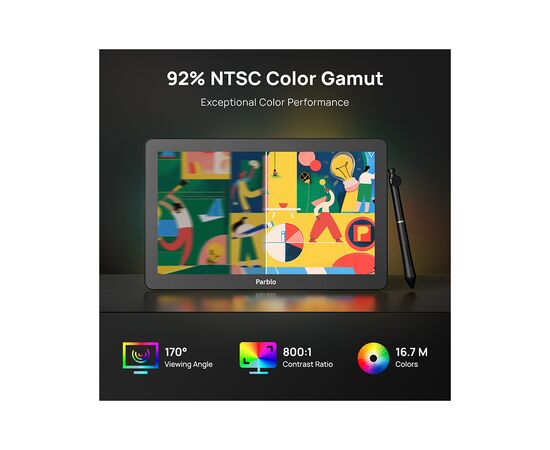 Графический планшет Parblo Coast 16 Pro Gen2 (COAST16PROG2), изображение 3 Графический планшет Parblo Coast 16 Pro Gen2 (COAST16PROG2), изображение 3