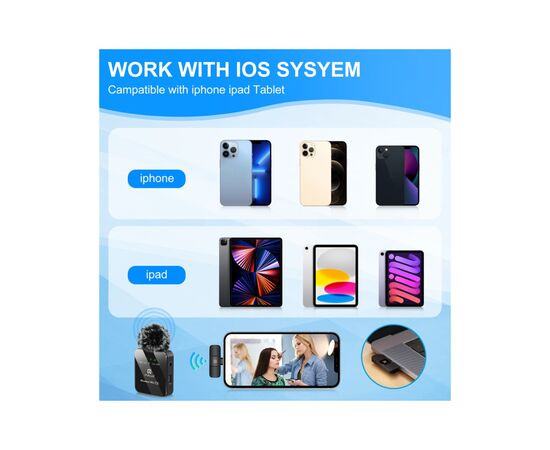Мікрофон Puluz для iPhone/iPad 8-контактний приймач Black (PU645B), зображення 7 Мікрофон Puluz для iPhone/iPad 8-контактний приймач Black (PU645B), зображення 7