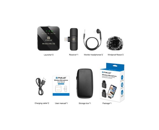 Мікрофон Puluz для iPhone/iPad 8-контактний приймач і два мікрофони Black (PU647B), зображення 4 Мікрофон Puluz для iPhone/iPad 8-контактний приймач і два мікрофони Black (PU647B), зображення 4