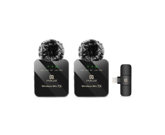 Мікрофон Puluz для iPhone/iPad 8-контактний приймач і два мікрофони Black (PU647B) Мікрофон Puluz для iPhone/iPad 8-контактний приймач і два мікрофони Black (PU647B)
