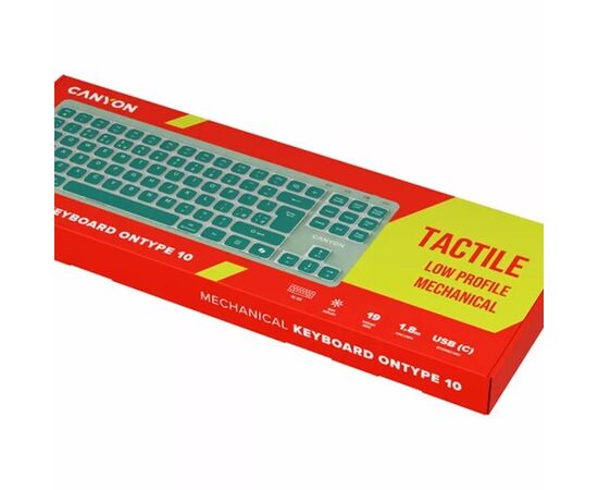 Клавіатура Canyon OnType 10 TKL Mechanical Silent Low-profile USB UA Green (CNS-HKB10GR), зображення 4 Клавіатура Canyon OnType 10 TKL Mechanical Silent Low-profile USB UA Green (CNS-HKB10GR), зображення 4