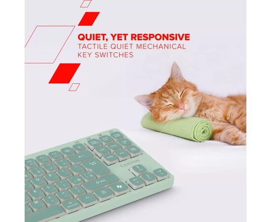 Клавіатура Canyon OnType 10 TKL Mechanical Silent Low-profile USB UA Green (CNS-HKB10GR), зображення 7 Клавіатура Canyon OnType 10 TKL Mechanical Silent Low-profile USB UA Green (CNS-HKB10GR), зображення 7