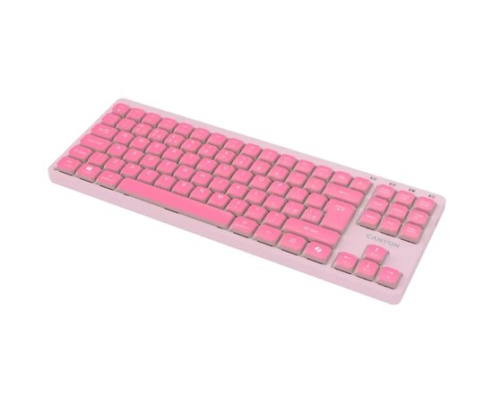 Клавіатура Canyon OnType 10 TKL Mechanical Silent Low-profile USB UA Pink (CNS-HKB10P), зображення 4 Клавіатура Canyon OnType 10 TKL Mechanical Silent Low-profile USB UA Pink (CNS-HKB10P), зображення 4