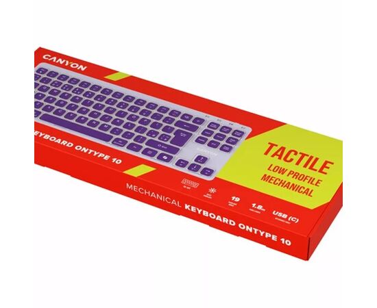 Клавіатура Canyon OnType 10 TKL Mechanical Silent Low-profile USB UA Violet (CNS-HKB10V), зображення 4 Клавіатура Canyon OnType 10 TKL Mechanical Silent Low-profile USB UA Violet (CNS-HKB10V), зображення 4