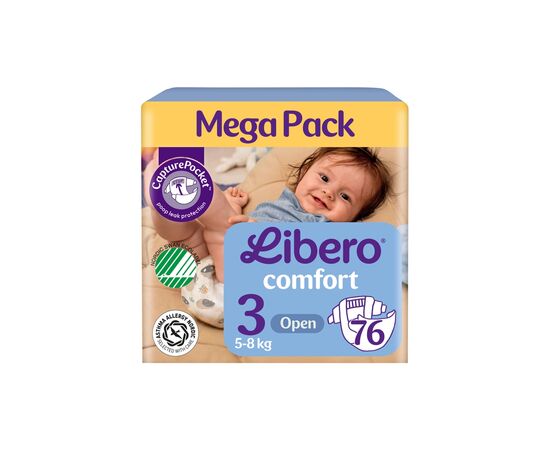 Подгузники Libero Comfort Розмір 3 (5-8 кг) 76 шт (7310361157422) Подгузники Libero Comfort Розмір 3 (5-8 кг) 76 шт (7310361157422)