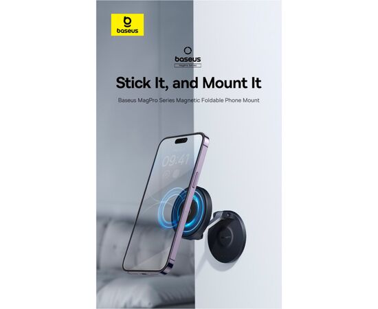 Универсальный автодержатель Baseus MagPro Magnetic Foldable Phone Mount Cluster Black (B10564101121-00), изображение 7 Универсальный автодержатель Baseus MagPro Magnetic Foldable Phone Mount Cluster Black (B10564101121-00), изображение 7