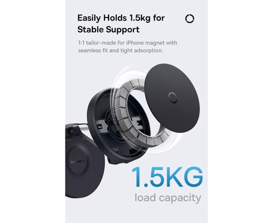 Универсальный автодержатель Baseus MagPro Magnetic Foldable Phone Mount Cluster Black (B10564101121-00), изображение 9 Универсальный автодержатель Baseus MagPro Magnetic Foldable Phone Mount Cluster Black (B10564101121-00), изображение 9