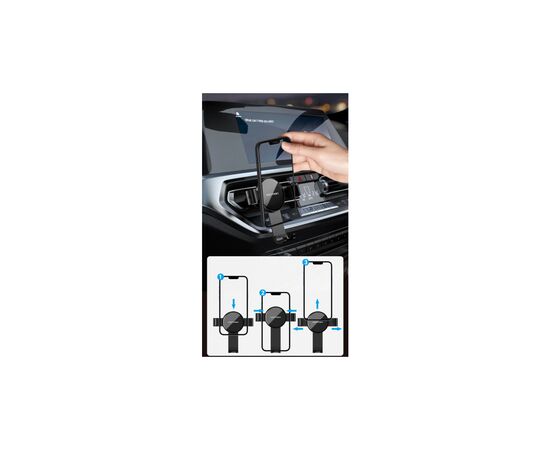 Универсальный автодержатель Vention Gravity Duckbill clip Disc Fashion 4.7-7.2" Black (KCSB0), изображение 10 Универсальный автодержатель Vention Gravity Duckbill clip Disc Fashion 4.7-7.2" Black (KCSB0), изображение 10