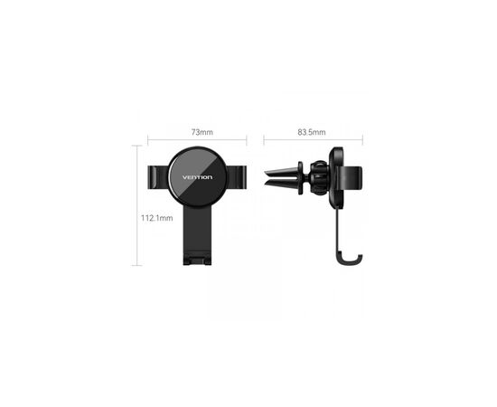 Универсальный автодержатель Vention Gravity Duckbill clip Disc Fashion 4.7-7.2" Black (KCSB0), изображение 2 Универсальный автодержатель Vention Gravity Duckbill clip Disc Fashion 4.7-7.2" Black (KCSB0), изображение 2