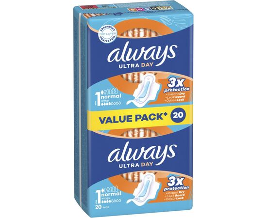 Гигиенические прокладки Always Ultra Day Normal (Размер 1) 20 шт. (8700216171311), изображение 2 Гигиенические прокладки Always Ultra Day Normal (Размер 1) 20 шт. (8700216171311), изображение 2