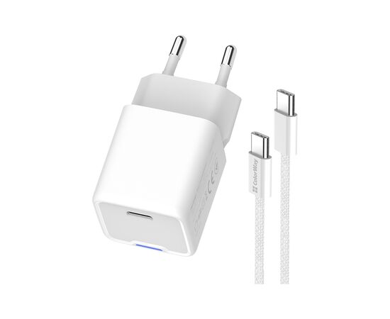 Зарядное устройство ColorWay GaN Mini 30W PD Port PPS USB (Type-C PD + USB QC4.0) cable Type-C (CW-CHS053PDC-WT), изображение 3 Зарядное устройство ColorWay GaN Mini 30W PD Port PPS USB (Type-C PD + USB QC4.0) cable Type-C (CW-CHS053PDC-WT), изображение 3
