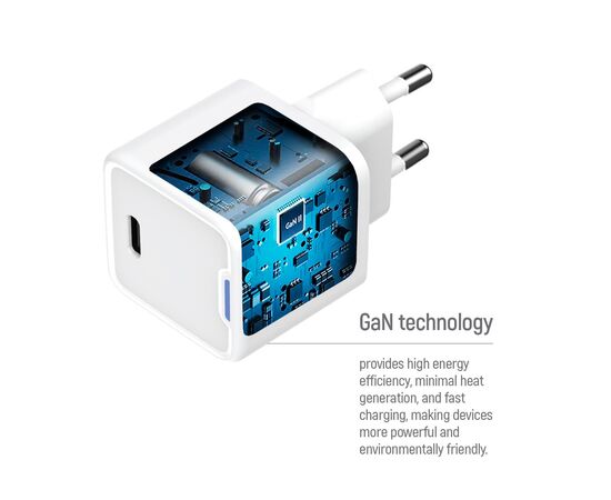 Зарядное устройство ColorWay GaN Mini 30W PD Port PPS USB (Type-C PD + USB QC4.0) cable Type-C (CW-CHS053PDC-WT), изображение 7 Зарядное устройство ColorWay GaN Mini 30W PD Port PPS USB (Type-C PD + USB QC4.0) cable Type-C (CW-CHS053PDC-WT), изображение 7