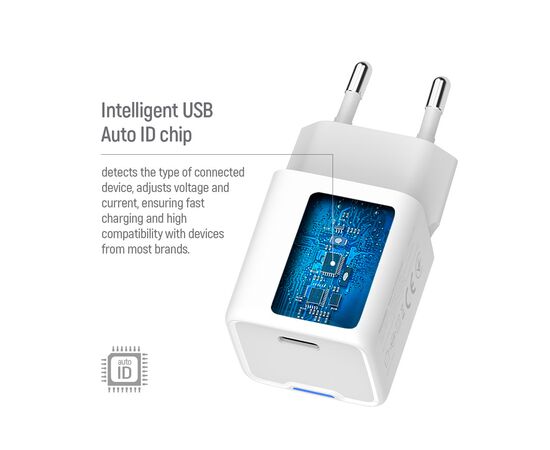 Зарядное устройство ColorWay GaN Mini 30W PD Port PPS USB (Type-C PD + USB QC4.0) cable Type-C (CW-CHS053PDC-WT), изображение 9 Зарядное устройство ColorWay GaN Mini 30W PD Port PPS USB (Type-C PD + USB QC4.0) cable Type-C (CW-CHS053PDC-WT), изображение 9
