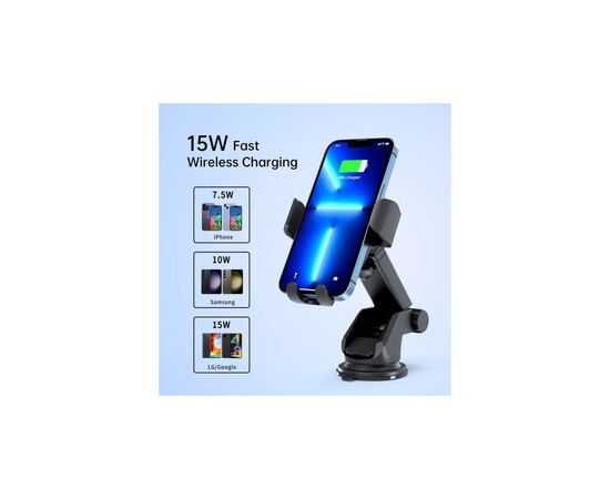Універсальний автотримач Choetech Gravity Car Wireless 15W Charger 4.7-7.2" Black (T203-F-ACBK), зображення 4 Універсальний автотримач Choetech Gravity Car Wireless 15W Charger 4.7-7.2" Black (T203-F-ACBK), зображення 4