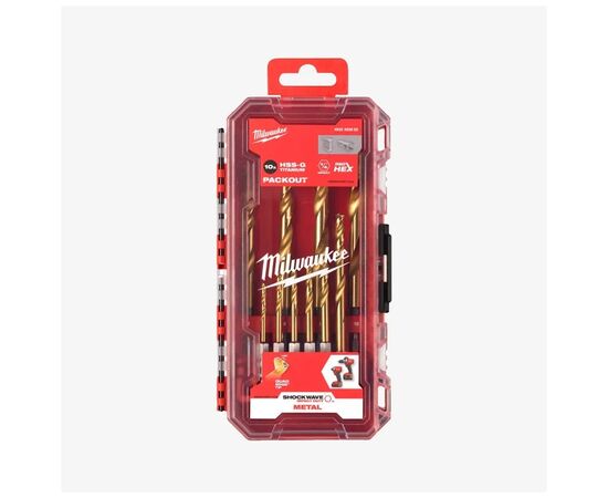 Набор сверл Milwaukee по металлу PACKOUT RedHEX HSS-G TiN, 10шт (4932493865), изображение 2