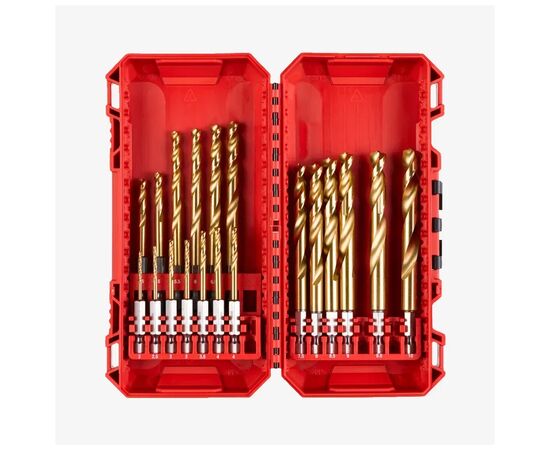Набор сверл Milwaukee по металлу PACKOUT RedHEX HSS-G TiN, 19шт (4932493866) Набор сверл Milwaukee по металлу PACKOUT RedHEX HSS-G TiN, 19шт (4932493866)