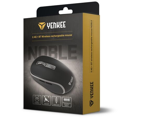 Мышка YENKEE YMS 2085BK Noble Wireless/Bluetooth Black (45019713), изображение 7 Мышка YENKEE YMS 2085BK Noble Wireless/Bluetooth Black (45019713), изображение 7