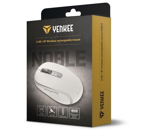 Мышка YENKEE YMS 2085WE Noble Wireless/Bluetooth White (45019715), изображение 4 Мышка YENKEE YMS 2085WE Noble Wireless/Bluetooth White (45019715), изображение 4