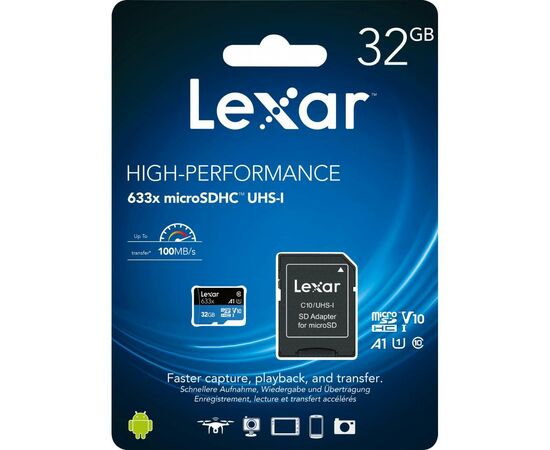 Карта памяти Lexar 32GB microSDHC class 10 UHS-I 633x (LSDMI32GBB633A), изображение 4 Карта памяти Lexar 32GB microSDHC class 10 UHS-I 633x (LSDMI32GBB633A), изображение 4