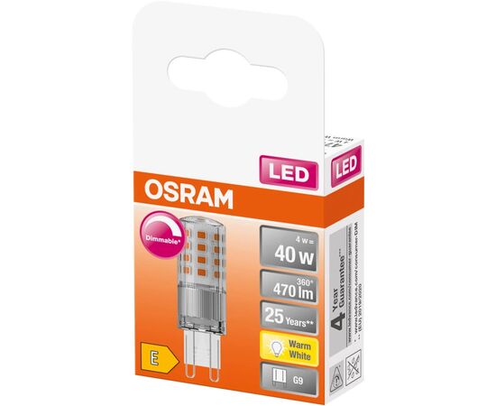 Лампочка Osram LED PIN40 DIM CL 4,4W/827_230V G9 (4058075432246), изображение 3 Лампочка Osram LED PIN40 DIM CL 4,4W/827_230V G9 (4058075432246), изображение 3