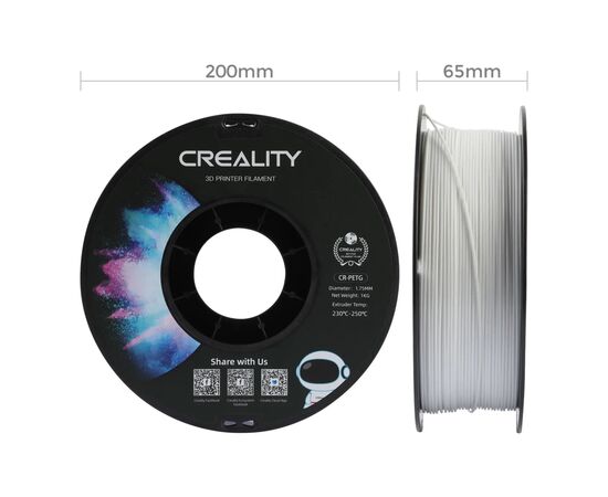 Пластик для 3D-принтера Creality PETG 1.75мм, white, 3*1кг SET (3301030034x3), зображення 4 Пластик для 3D-принтера Creality PETG 1.75мм, white, 3*1кг SET (3301030034x3), зображення 4