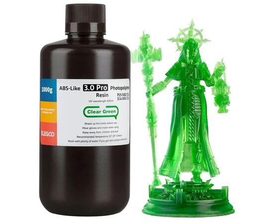 Фотополімерна смола ELEGOO Resin, ABS-like 3.0 pro 1кг, transparent green (50.103.0254) Фотополімерна смола ELEGOO Resin, ABS-like 3.0 pro 1кг, transparent green (50.103.0254)