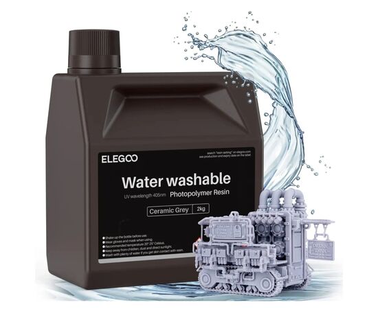 Фотополімерна смола ELEGOO Resin, Water Washable, 2кг, grey (50.103.0127) Фотополімерна смола ELEGOO Resin, Water Washable, 2кг, grey (50.103.0127)